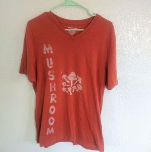 [ hand-printed orange mushroom t shirt ]